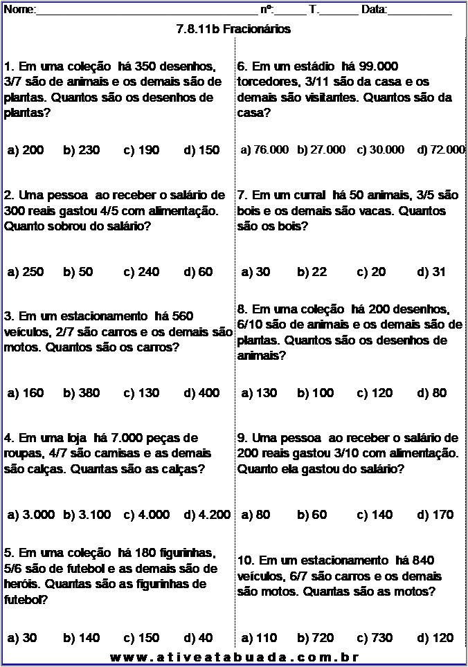 Atividade 7.8.11b Fracionários