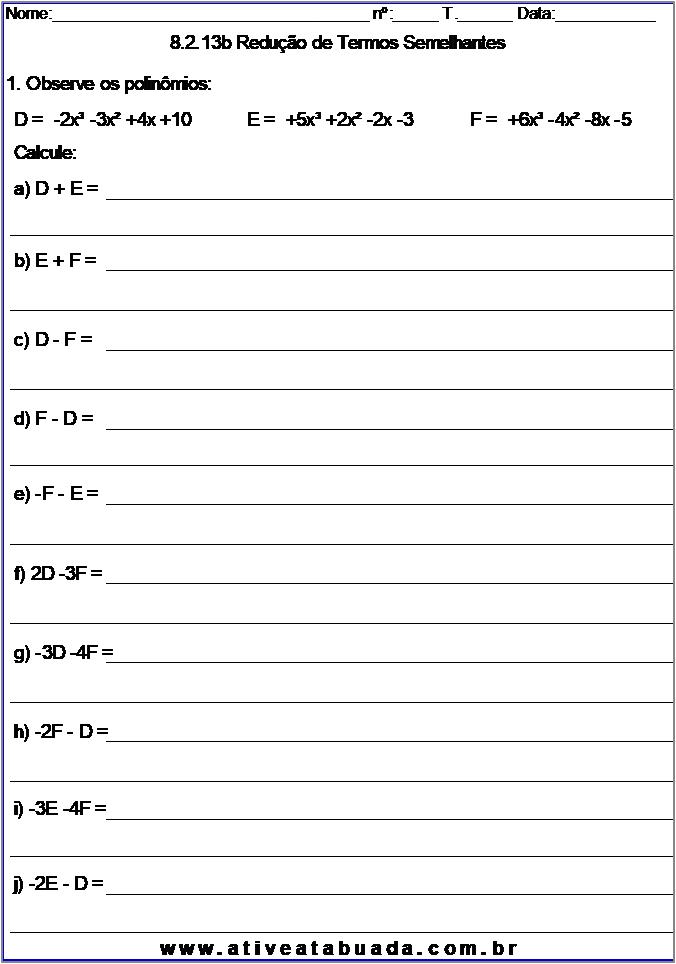 Atividade 8.2.13b Redução de Termos Semelhantes