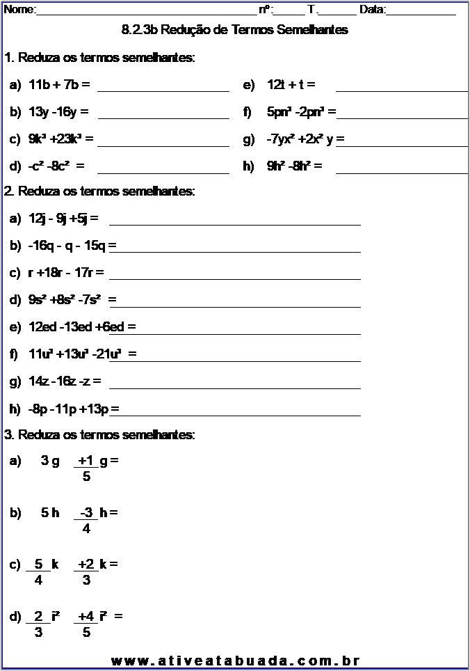 Atividade 8.2.3b Redução de Termos Semelhantes