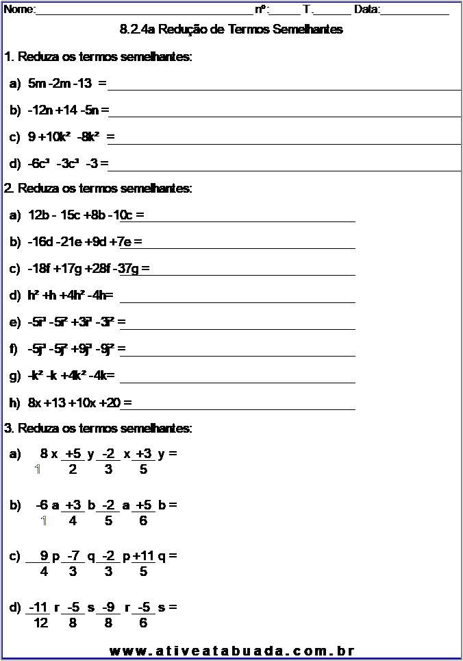 Atividade 8.2.4a Redução de Termos Semelhantes
