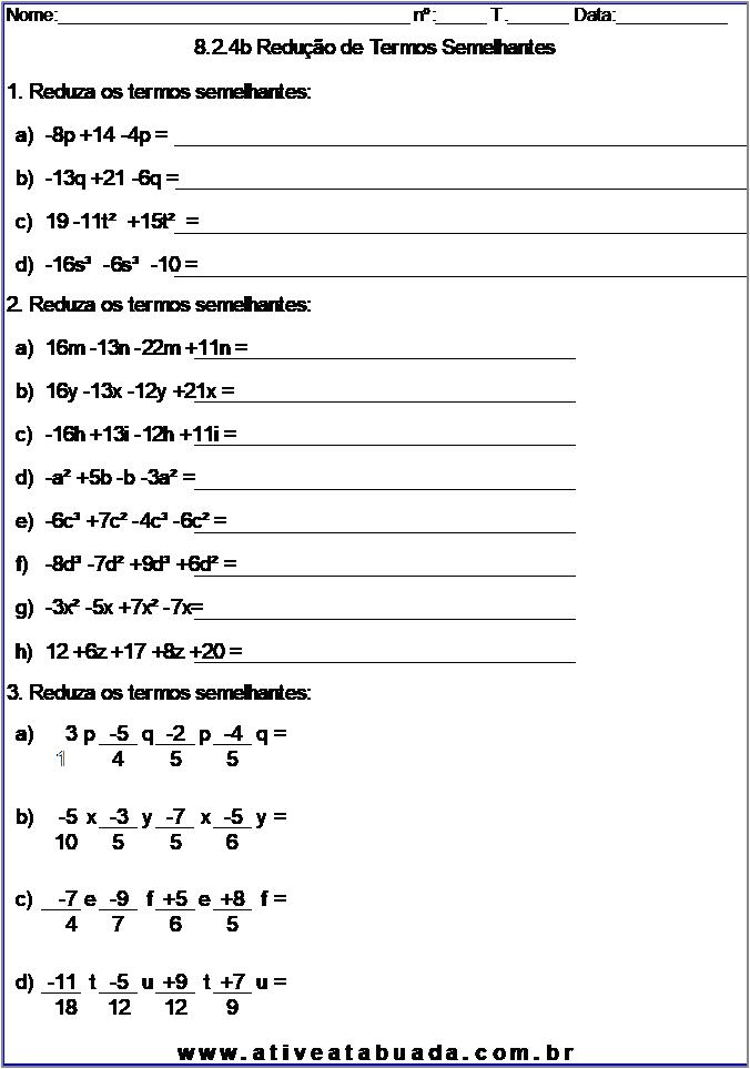 Atividade 8.2.4b Redução de Termos Semelhantes