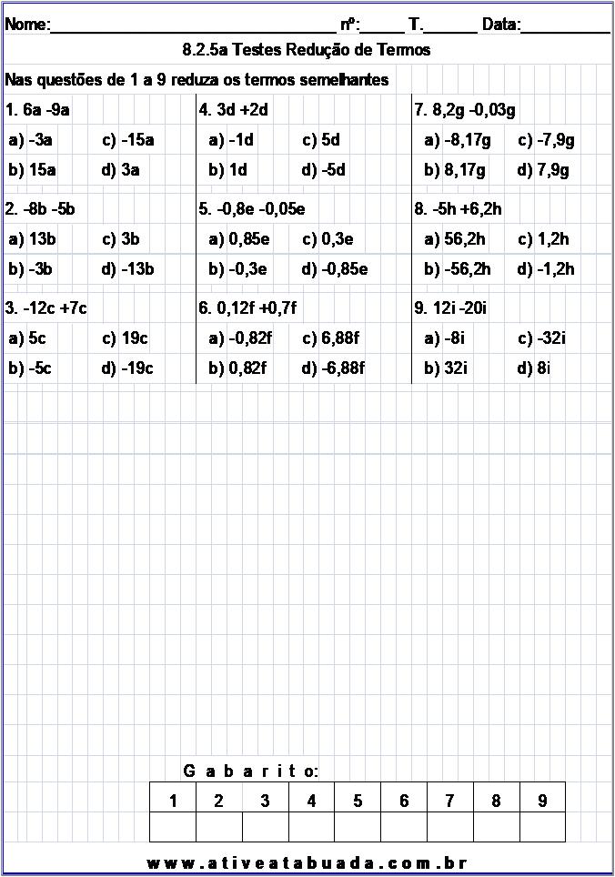 Atividade 8.2.5a Testes Redução de Termos