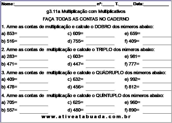 Atividade g3.11a Multiplicação com Multiplicativos