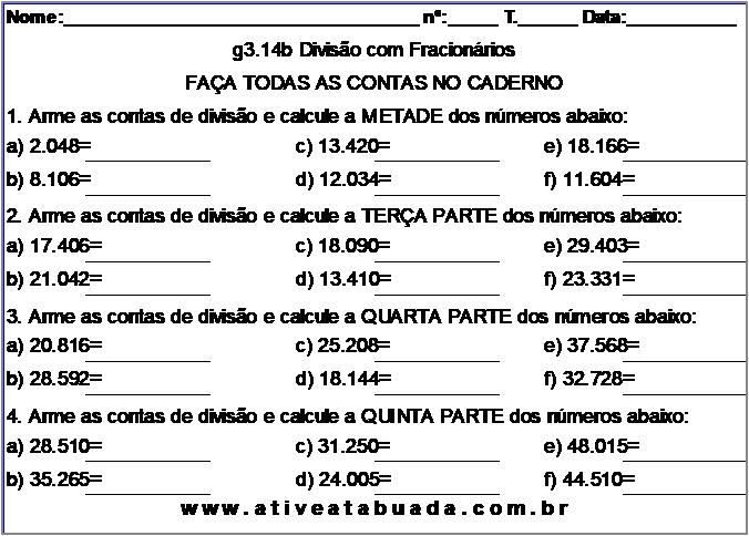 Atividade g3.14b Divisão com Fracionários