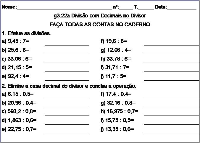 Atividade g3.22a Divisão com Decimais no Divisor