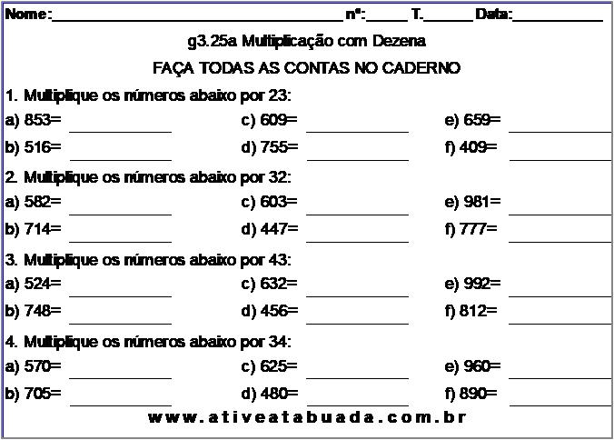 Atividade g3.25a Multiplicação com Dezena