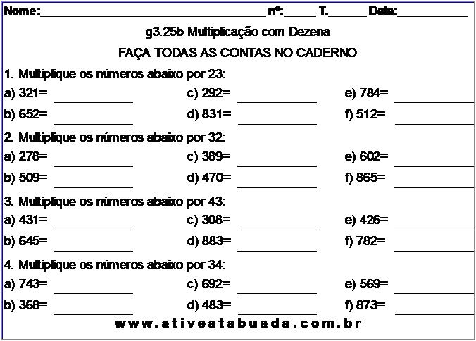 Atividade g3.25b Multiplicação com Dezena