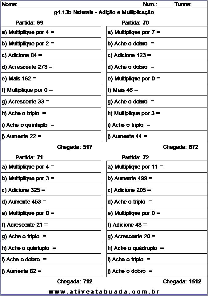 Atividade g4.13b Naturais - Adição e Multiplicação