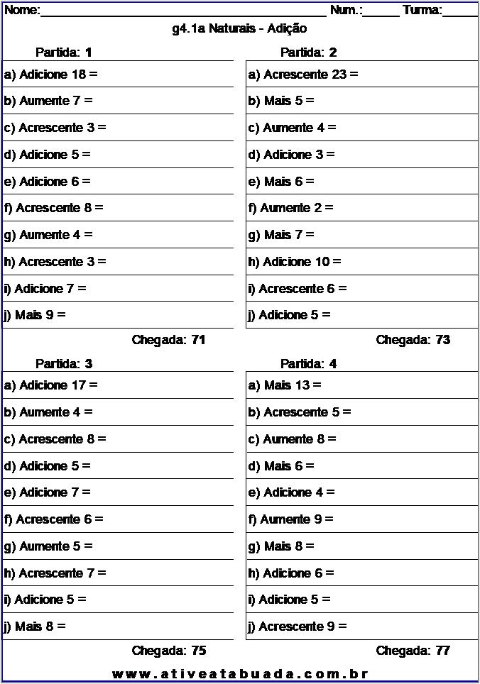 Atividade g4.1a Naturais - Adição