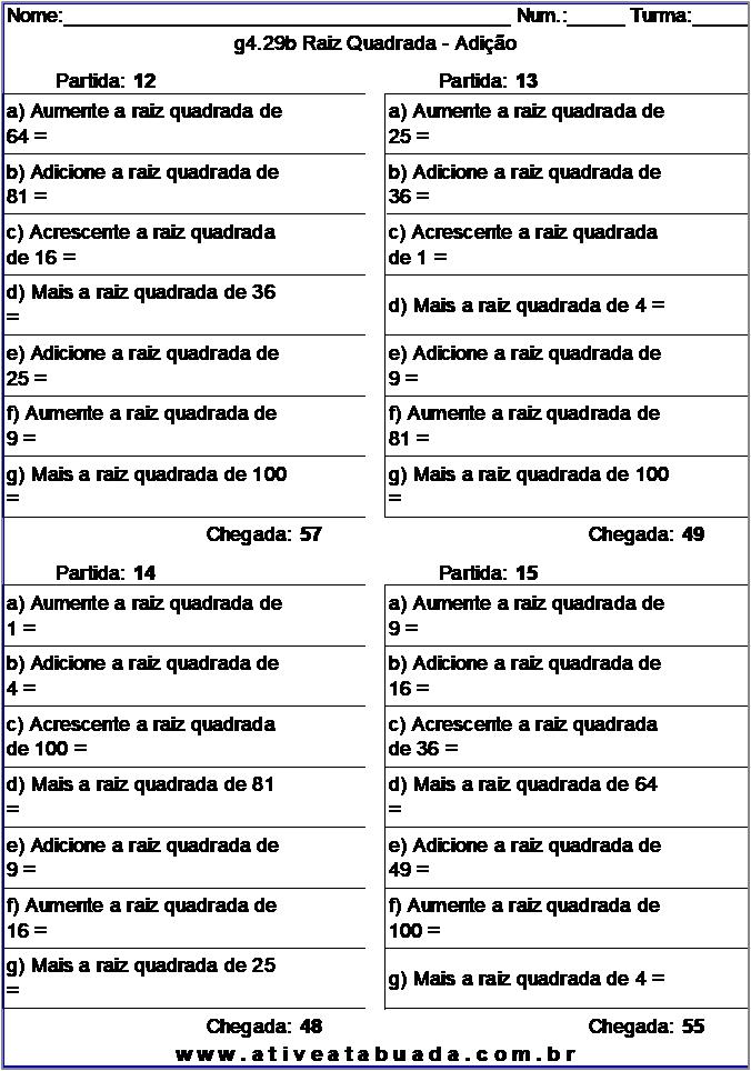 Atividade g4.29b Raiz Quadrada - Adição