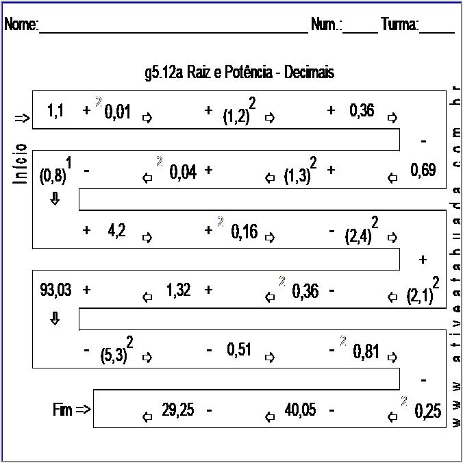 Atividade g5.12a Raiz e Potência - Decimais