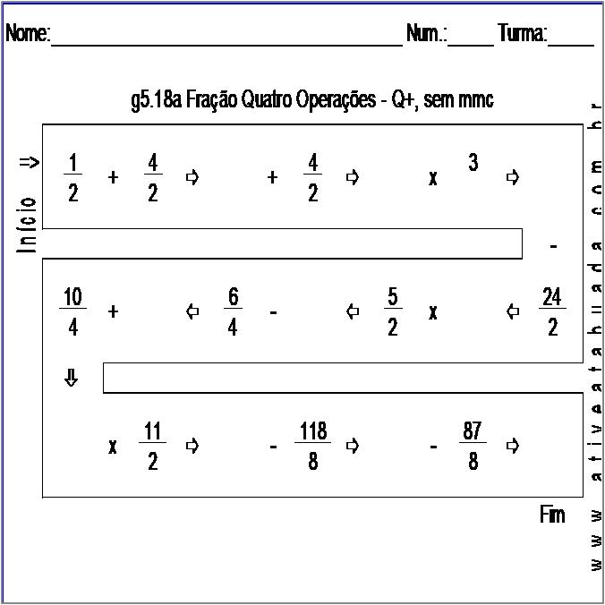 Atividade g5.18a Fração Quatro Operações - Q+, sem mmc