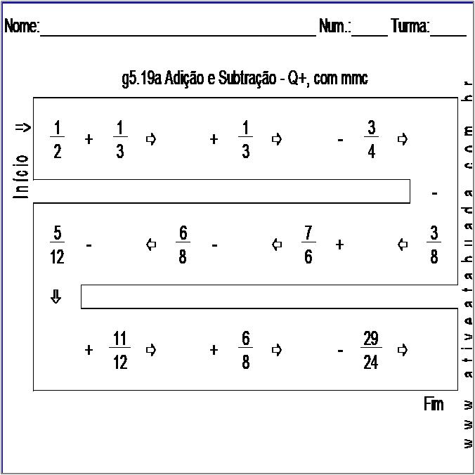 Atividade g5.19a Adição e Subtração - Q+, com mmc