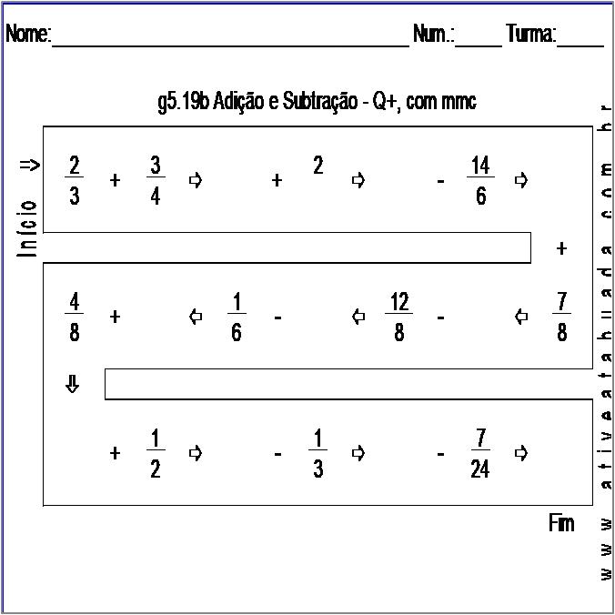 Atividade g5.19b Adição e Subtração - Q+, com mmc