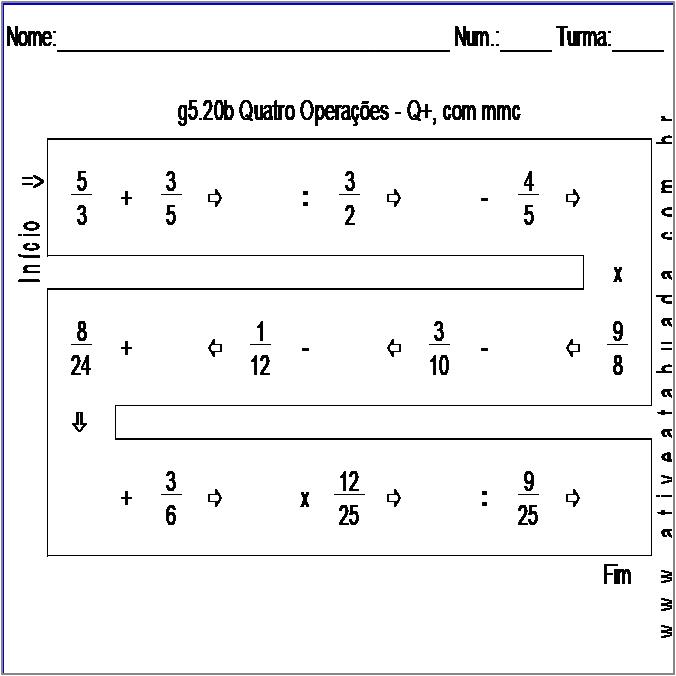 Atividade g5.20b Quatro Operações - Q+, com mmc