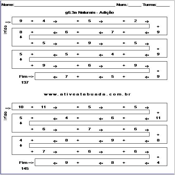 Atividade g6.3a Naturais - Adição