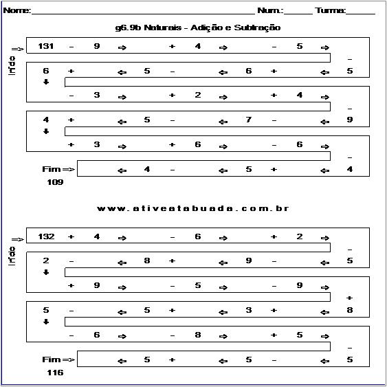 Atividade g6.9b Naturais - Adição e Subtração