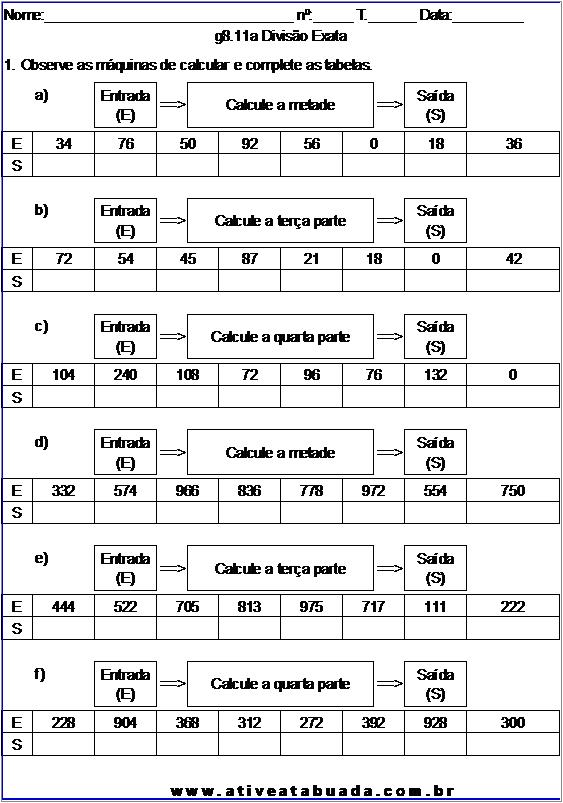 Atividade g8.11a Divisão Exata