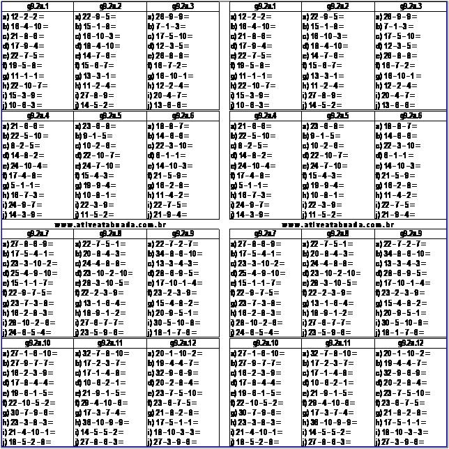 Atividade g9.2a Subtração