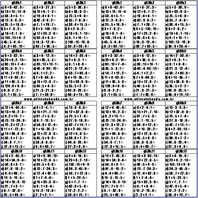 Atividade g9.8b Adição, Subtração e Divisão