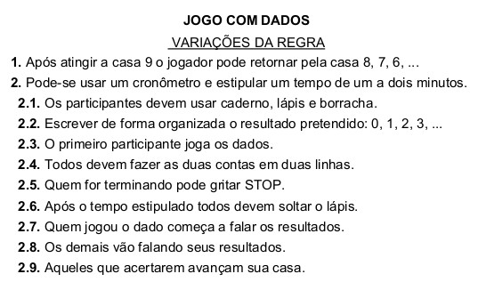 REGRAS DE JOGO