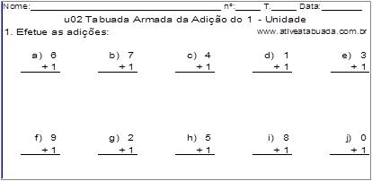 u02 Tabuada Armada da Adição do 1 - Unidade