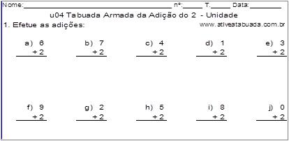 u04 Tabuada Armada da Adição do 2 - Unidade