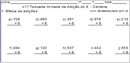 c11 Tabuada Armada da Adição do 6 - Centena