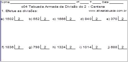 c04 Tabuada Armada da Divisão do 2 - Centena