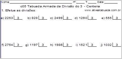 c05 Tabuada Armada da Divisão do 3 - Centena