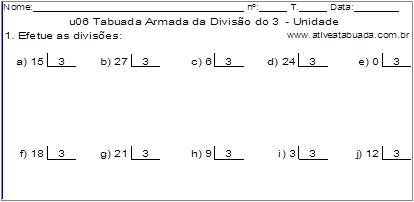 u06 Tabuada Armada da Divisão do 3 - Unidade