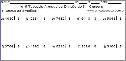 c15 Tabuada Armada da Divisão do 8 - Centena