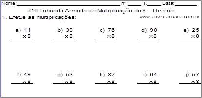 Jogos de Tabuada de Multiplicação do 8 - Azup