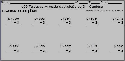 TABUADA PARA IMPRIMIR: Multiplicação, Adição, Subtração e Divisão