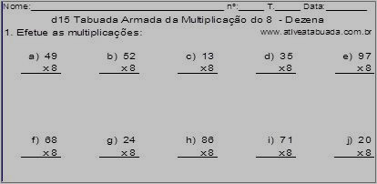 Encontre tabuadas para imprimir e praticar em sala de aula  Tabuada de  multiplicação, Tabuada de multiplicar, Tabuada